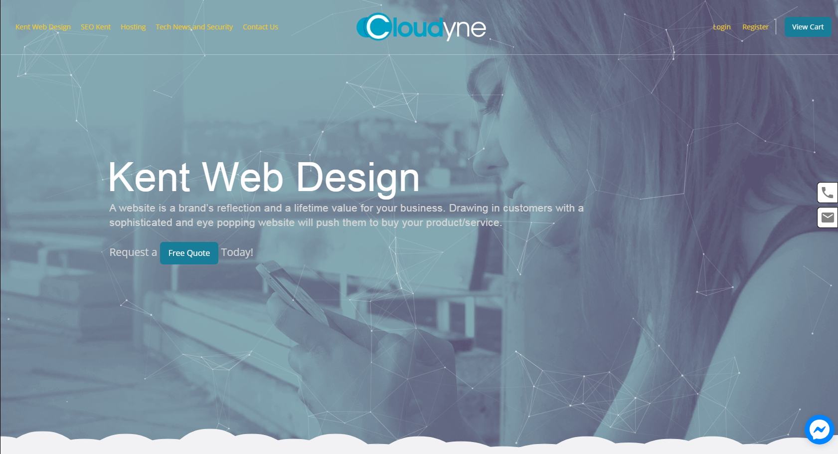 design snapshot of the landing header section