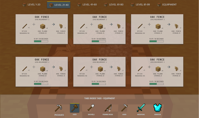 design snapshot of the crafting skill