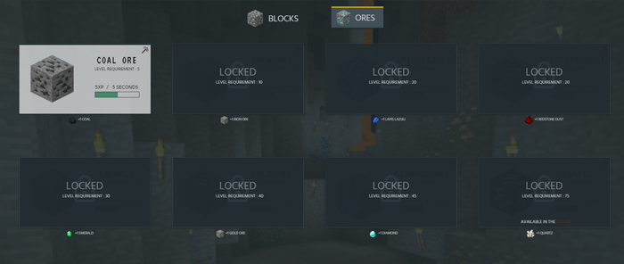 design snapshot of the mining skill