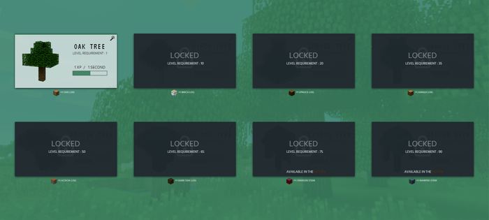 design snapshot of the woodcutting skill