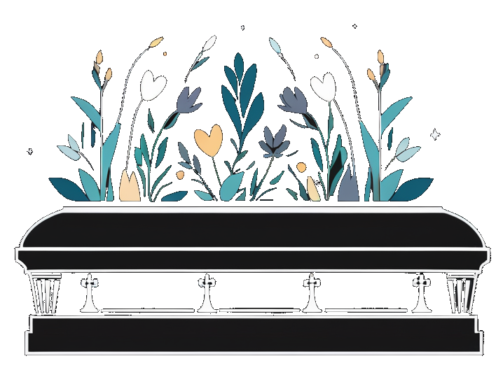 Thumbnail Logo for Sherwood and Hope. Displays a coffin surroudned by flowers